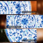 Decorative Plates Set for Display, Blue and White Ceramic Plate Decor with Stand, Handmade Vintage Porcelain Ornament for Table, Living Room, Kitchen, Perfect Chinese Style Dish...