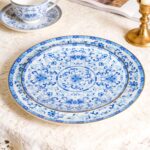 Decorative Plates Set for Display, Blue and White Ceramic Plate Decor with Stand, Handmade Vintage Porcelain Ornament for Table, Living Room, Kitchen, Perfect Chinese Style Dish...