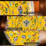 Decorative Plates Set for Display, Yellow Ceramic Plate Decor with Stand, Handmade Vintage Porcelain Ornament for Table, Living Room, Kitchen, Office, Perfect Chinese Style Dish...