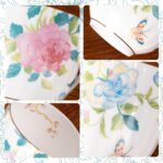 KAMMAK Bone China Mugs Set of 2 Fine Ceramic Coffee Mug, 10oz Porcelain Novelty Coffee Mugs for Cappuccino, Latte, Coco, Americano, Floral Tea Cups