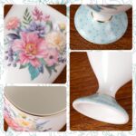 KAMMAK Bone China Mugs Set of 2 Fine Ceramic Coffee Mug, 6.7oz Porcelain Novelty Coffee Mugs for Cappuccino, Latte, Coco, Americano, Floral Small Tea Cups