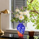 KAMMAK Colored Glass Vase, Beautiful Hand Blown Decorative Vase, Modern Art Vase for Flower Mantle Dining Table Centerpiece, Entryway Living Room Wedding Decoration, HR011