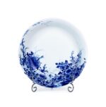 KAMMAK Decorative Plates for Display, White and Blue Ceramic Plate Decor with Stand, Handmade Art Porcelain Ornament for Table, Living Room, Kitchen, Office, Perfect 8in Chinese...