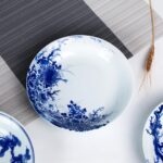 KAMMAK Decorative Plates for Display, White and Blue Ceramic Plate Decor with Stand, Handmade Art Porcelain Ornament for Table, Living Room, Kitchen, Office, Perfect 8in Chinese... KAMMAK 7KPSP955N decorative serving plate scale and proportion view image 6