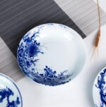 KAMMAK Decorative Plates for Display, White and Blue Ceramic Plate Decor with Stand, Handmade Art Porcelain Ornament for Table, Living Room, Kitchen, Office, Perfect 8in Chinese...