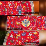 KAMMAK Decorative Plates Set for Display, Red Ceramic Plate Decor with Stand, Handmade Vintage Porcelain Ornament for Table, Living Room, Kitchen, Office, Perfect Chinese Style...