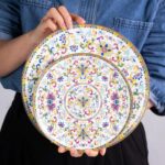 KAMMAK Decorative Plates Set for Display, White Ceramic Plate Decor with Stand, Handmade Vintage Porcelain Ornament for Table, Living Room, Kitchen, Office, Perfect Chinese...