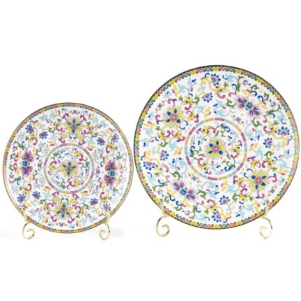 KAMMAK Decorative Plates Set for Display, White Ceramic Plate Decor with Stand, Handmade Vintage Porcelain Ornament for Table, Living Room, Kitchen, Office, Perfect Chinese...