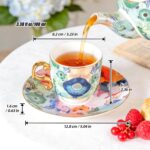KAMMAK Tea Set for Adults Ceramic Tea Pots and Tea Cup Set, Colorful Tea Cups and Saucers Set for Afternoon Tea, Party, Home, Office, Mordern Porcelain Tea Set with Gold...