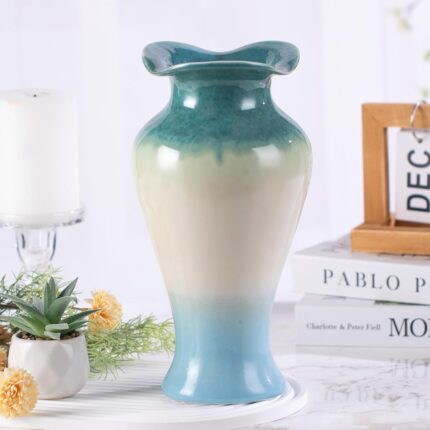 Modern Ceramic Vase, Decorative Flower Vases for Home, Pottery Vases for Living Room, Kitchen, Bedroom, Shelf, Rustic Farmhouse, Bookshelf, Table Décor（ZH023）