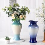 Modern Ceramic Vase, Decorative Flower Vases for Home, Pottery Vases for Living Room, Kitchen, Bedroom, Shelf, Rustic Farmhouse, Bookshelf, Table Décor（ZH024）