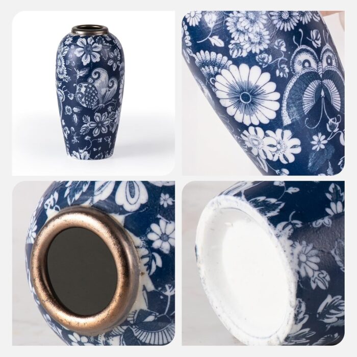 Modern Ceramic Vase, Decorative Flower Vases for Home, Pottery Vases for Living Room, Kitchen, Bedroom, Shelf, Rustic Farmhouse, Bookshelf, Table Décor（ZH06）