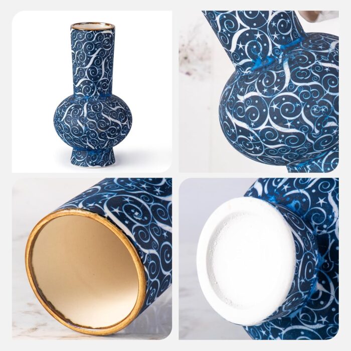 Modern Ceramic Vase, Decorative Flower Vases for Home, Pottery Vases for Living Room, Kitchen, Bedroom, Shelf, Rustic Farmhouse, Bookshelf, Table Décor（ZH025）