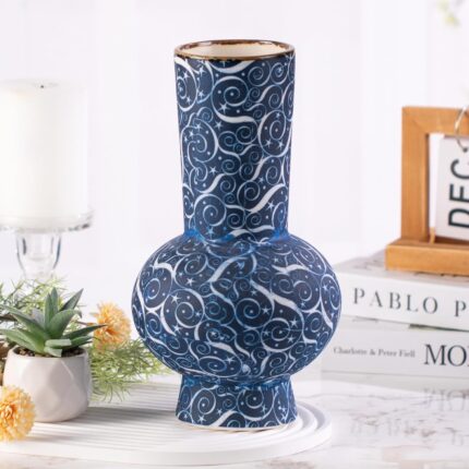 Modern Ceramic Vase, Decorative Flower Vases for Home, Pottery Vases for Living Room, Kitchen, Bedroom, Shelf, Rustic Farmhouse, Bookshelf, Table Décor（ZH025）