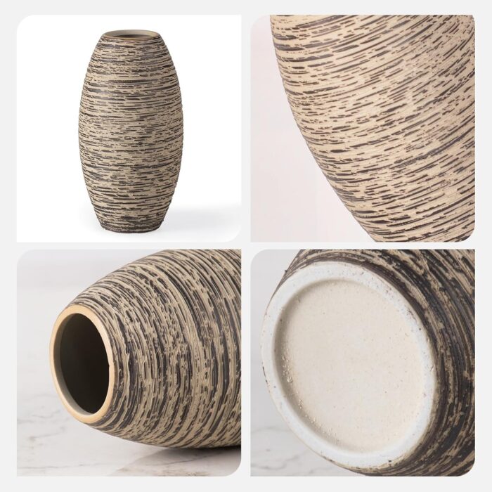 Modern Ceramic Vase, Decorative Flower Vases for Home, Pottery Vases for Living Room, Kitchen, Bedroom, Shelf, Rustic Farmhouse, Bookshelf, Table Décor（ZH026）