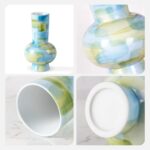 Modern Ceramic Vase, Decorative Flower Vases for Home, Pottery Vases for Living Room, Kitchen, Bedroom, Shelf, Rustic Farmhouse, Bookshelf, Table Décor（ZH029）