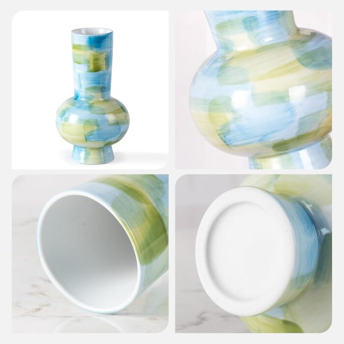 Modern Ceramic Vase, Decorative Flower Vases for Home, Pottery Vases for Living Room, Kitchen, Bedroom, Shelf, Rustic Farmhouse, Bookshelf, Table Décor（ZH029）