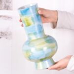 Modern Ceramic Vase, Decorative Flower Vases for Home, Pottery Vases for Living Room, Kitchen, Bedroom, Shelf, Rustic Farmhouse, Bookshelf, Table Décor（ZH029）