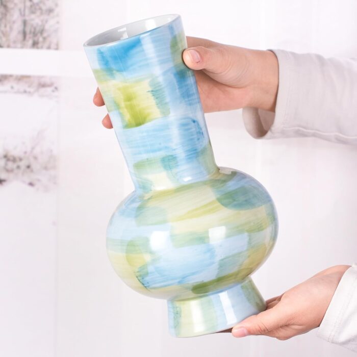 Modern Ceramic Vase, Decorative Flower Vases for Home, Pottery Vases for Living Room, Kitchen, Bedroom, Shelf, Rustic Farmhouse, Bookshelf, Table Décor（ZH029）