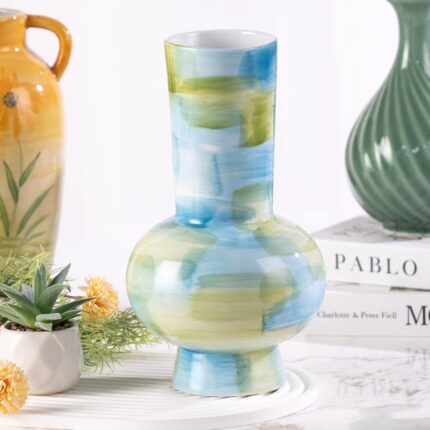 Modern Ceramic Vase, Decorative Flower Vases for Home, Pottery Vases for Living Room, Kitchen, Bedroom, Shelf, Rustic Farmhouse, Bookshelf, Table Décor（ZH029）
