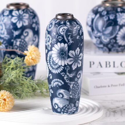 Modern Ceramic Vase, Decorative Flower Vases for Home, Pottery Vases for Living Room, Kitchen, Bedroom, Shelf, Rustic Farmhouse, Bookshelf, Table Décor（ZH07）