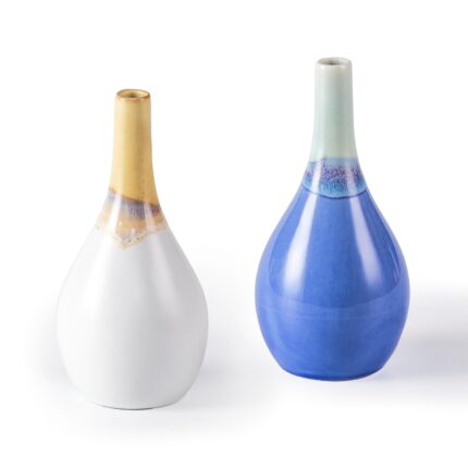 Modern Ceramic Vase, Decorative Flower Vases for Home, Pottery Vases for Living Room, Kitchen, Bedroom, Shelf, Rustic Farmhouse, Bookshelf, Table Décor（ZH08-09）