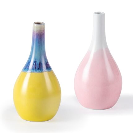 Modern Ceramic Vase, Decorative Flower Vases for Home, Pottery Vases for Living Room, Kitchen, Bedroom, Shelf, Rustic Farmhouse, Bookshelf, Table Décor（ZH010-011）