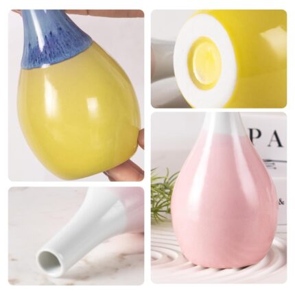 Modern Ceramic Vase, Decorative Flower Vases for Home, Pottery Vases for Living Room, Kitchen, Bedroom, Shelf, Rustic Farmhouse, Bookshelf, Table Décor（ZH010-011）