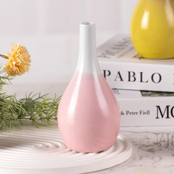 Modern Ceramic Vase, Decorative Flower Vases for Home, Pottery Vases for Living Room, Kitchen, Bedroom, Shelf, Rustic Farmhouse, Bookshelf, Table Décor（ZH010-011）