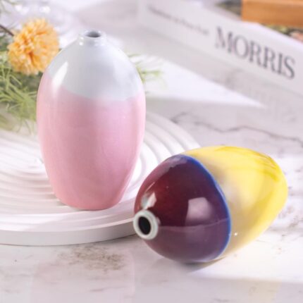 Modern Ceramic Vase, Decorative Flower Vases for Home, Pottery Vases for Living Room, Kitchen, Bedroom, Shelf, Rustic Farmhouse, Bookshelf, Table Décor（ZH012-013）