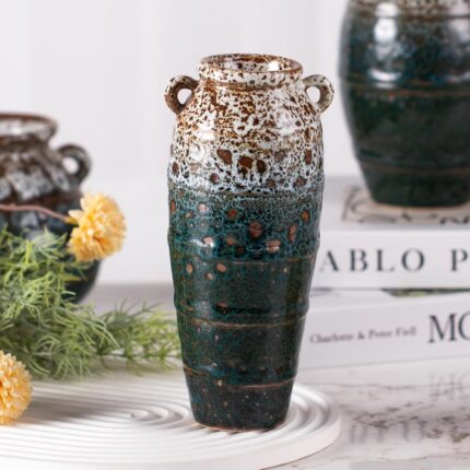 Modern Ceramic Vase, Decorative Flower Vases for Home, Pottery Vases for Living Room, Kitchen, Bedroom, Shelf, Rustic Farmhouse, Bookshelf, Table Décor（ZH016）