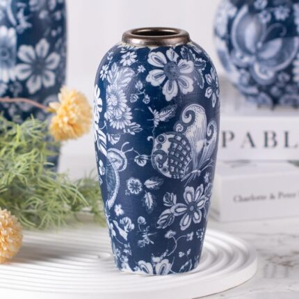 Modern Ceramic Vase, Decorative Flower Vases for Home, Pottery Vases for Living Room, Kitchen, Bedroom, Shelf, Rustic Farmhouse, Bookshelf, Table Décor（ZH06）