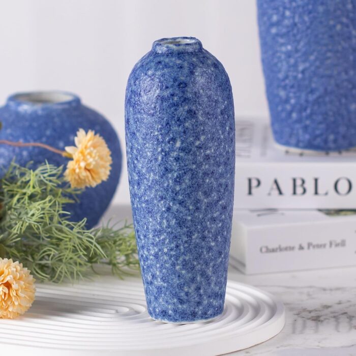 Modern Ceramic Vase, Decorative Flower Vases for Home, Pottery Vases for Living Room, Kitchen, Bedroom, Shelf, Rustic Farmhouse, Bookshelf, Table Décor（ZH022）