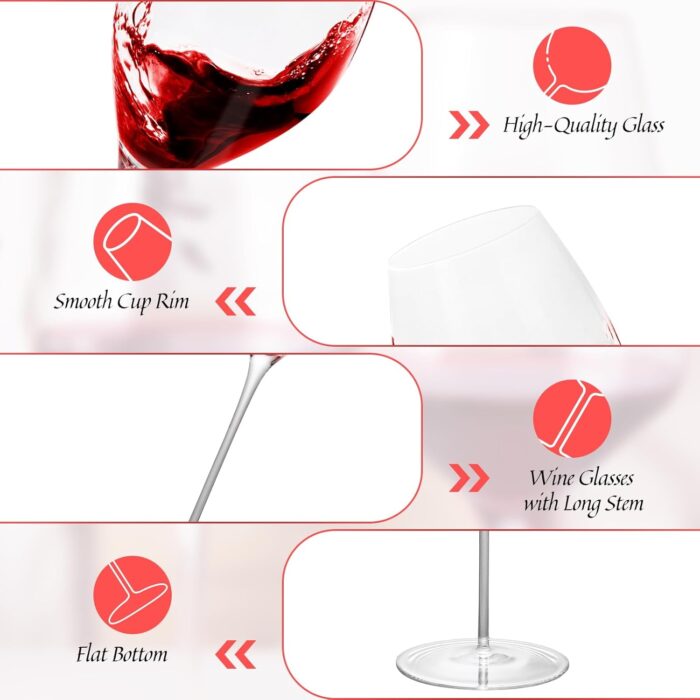 KAMMAK Wine Glasses Crystal Red and White Wine Glasses Set of 2, 14.8oz kammak 3