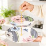 KAMMAK 2 Tier Porcelain Cupcake Stand Serving Tray, Dessert Plates Cake Fruit Candy Display Tower, Reusable Pastry Platter for Wedding Birthday Baby Shower Tea Party Decorations... KAMMAK 8CZNX002 home decor product styled home decor setting image 5