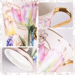 KAMMAK Bone China Mugs Set of 2, Ceramic Tea and Coffee Cups, 10.8oz Porcelain Tall Mugs Set, Hand-painted Cappuccino Mug for Latte, Americano, Breakfast Cereal, Hot Cocoa,...