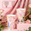 KAMMAK Bone China Mugs Set of 2, Ceramic Tea and Coffee Cups, 10.8oz Porcelain Tall Mugs Set, Hand painted Cappuccino Mug for Latte, Americano, Breakfast Cereal, Hot Cocoa,... KAMMAK 8CZNX030 ceramic cup and saucer styled home decor setting image 5