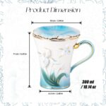 KAMMAK Ceramic Coffee Mugs Set of 2 Porcelain Tea Mugs with Lid (Blue and Yellow)
