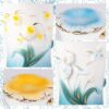 KAMMAK Ceramic Coffee Mugs Set of 2 Porcelain Tea Mugs with Lid (Blue and Yellow) KAMMAK 8CZNX019+20 ceramic cup and saucer close-up material texture detail image 4