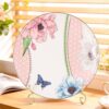 KAMMAK Ceramic Decorative Plate Set of 2, Porcelain Plates for Kitchen Dining Room Wine Cabinet Home Decor, Vintage Collector Plates with 2 Display Stand, Pink (8 inch + 10.5 inch) KAMMAK 8CZNX004+5 decorative serving plate styled on dining table image 6