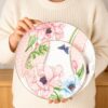KAMMAK Ceramic Decorative Plate Set of 2, Porcelain Plates for Kitchen Dining Room Wine Cabinet Home Decor, Vintage Collector Plates with 2 Display Stand, Pink (8 inch + 10.5 inch) KAMMAK 8CZNX004+5 decorative serving plate styled on dining table image 4