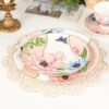 KAMMAK Ceramic Decorative Plate Set of 2, Porcelain Plates for Kitchen Dining Room Wine Cabinet Home Decor, Vintage Collector Plates with 2 Display Stand, Pink (8 inch + 10.5 inch) KAMMAK 8CZNX004+5 decorative serving plate styled on dining table image 5