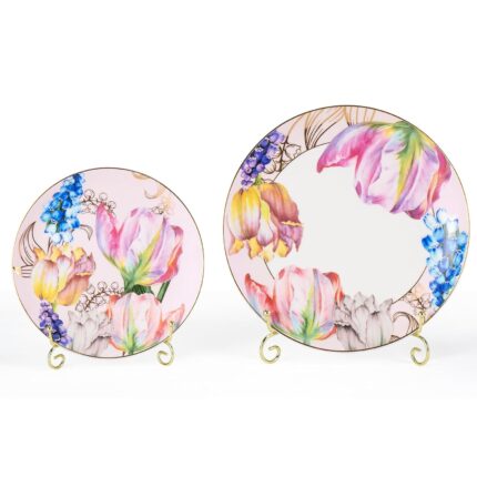 KAMMAK Ceramic Decorative Plate Set of 2, Porcelain Plates for Kitchen Dining Room Wine Cabinet Home Decor, Vintage Collector Plates with 2 Display Stand, Green (8-inch +...