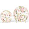 KAMMAK Ceramic Decorative Plate Set of 2, Porcelain Plates for Kitchen Dining Room Wine Cabinet Home Decor, Vintage Collector Plates with 2 Display Stand, Wild Rose (8 inch +... KAMMAK 8CZNX010+11 decorative serving plate styled on dining table image 2