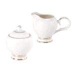 KAMMAK Ceramic Sugar and Creamer Set, Creamer Pitcher and Sugar Container, White Creamer Container for Coffee Milk Sauces Salad, Sugar Bowl with Lid for Coffee Bar, Porcelain...