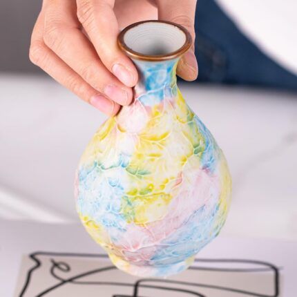 KAMMAK Colored Ceramic Vase, Beautiful Hand-Painted Decorative Vase, Modern Art Porcelain Vase for Flower Mantle Dining Table Centerpiece, Entryway Living Room Wedding...