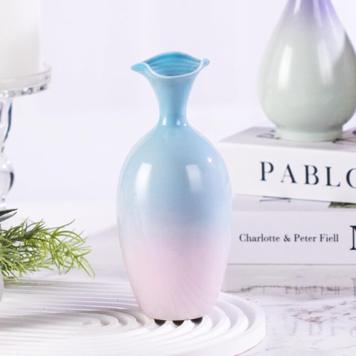 KAMMAK Colored Ceramic Vase, Beautiful Hand-Painted Decorative Vase, Modern Art Porcelain Vase for Flower Mantle Dining Table Centerpiece, Entryway Living Room Wedding...