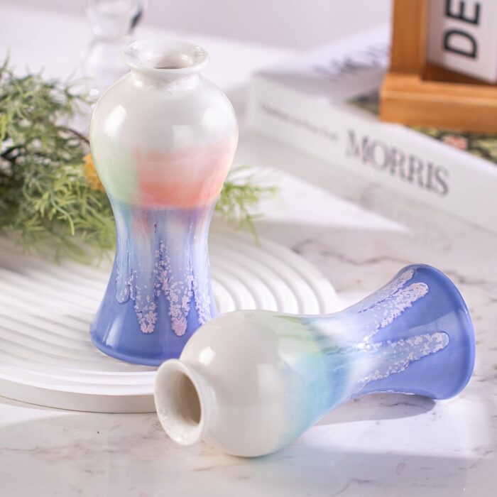 KAMMAK Colored Ceramic Vase, Beautiful Hand-Painted Decorative Vase, Modern Art Porcelain Vase for Flower Mantle Dining Table Centerpiece, Entryway Living Room Wedding...