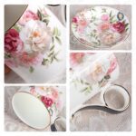 KAMMAK Tea Cups and Saucers Set of 2, Fine Bone China Coffee Cups, Stackable Espresso Mugs, Ceramic Demitasse for Coffee, Cappuccino, Latte, Americano, Tea, Gray