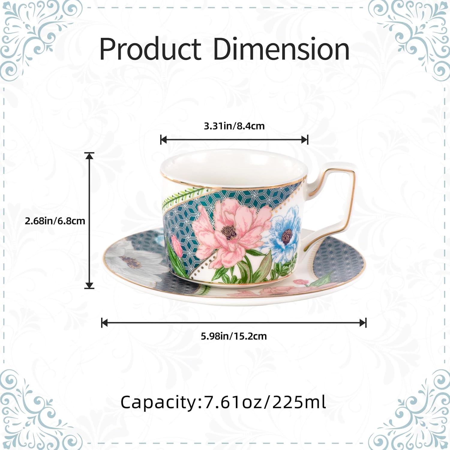 KAMMAK 8CZNX045+46 ceramic cup and saucer front view in product description